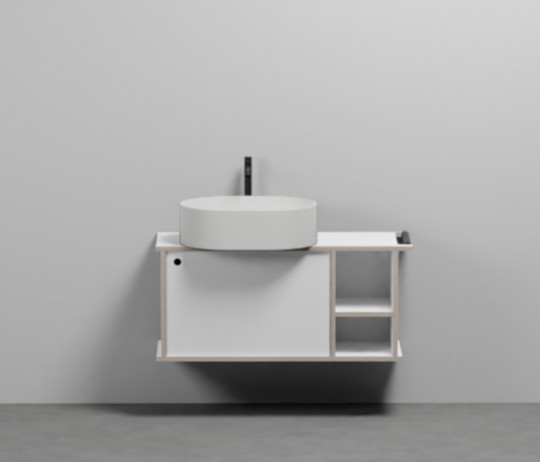 Тумба подвесная/напольная Cielo Theo 103 из материала Fenix, с дверцей и открытой полкой THMF103/THMF103SF 103х63х38 см схема 7