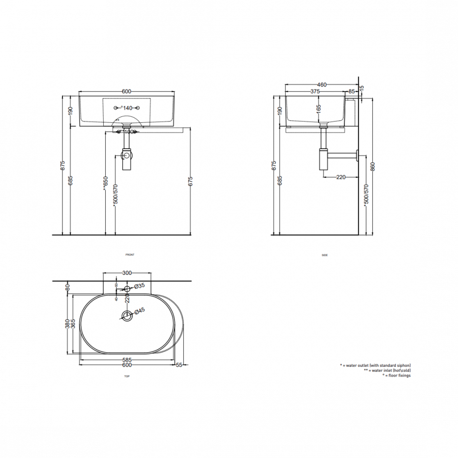 Раковина подвесная Cielo Otis 60х46х20 см арт. OTLS/OTLSSF ФОТО