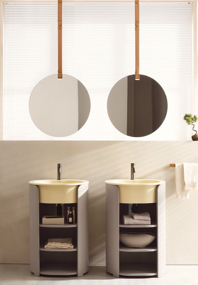 Зеркало двустороннее с кожаным ремнем Cielo I Catini SPBFC диаметр 60 см ФОТО