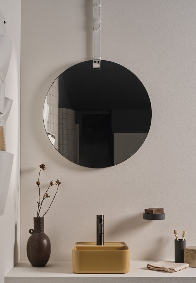 Зеркало двустороннее с кожаным ремнем Cielo I Catini SPBFC диаметр 60 см ФОТО