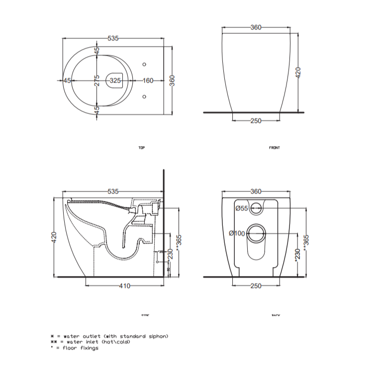 Унитаз безободковый напольный Cielo Smile Pro SMVAKP ФОТО