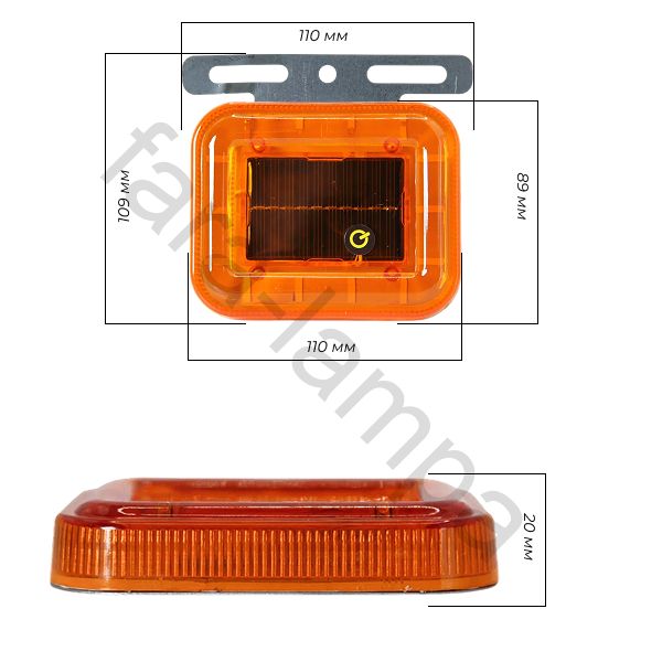Светодиодные габарит квадратный  - LED маяк на солнечной батарее