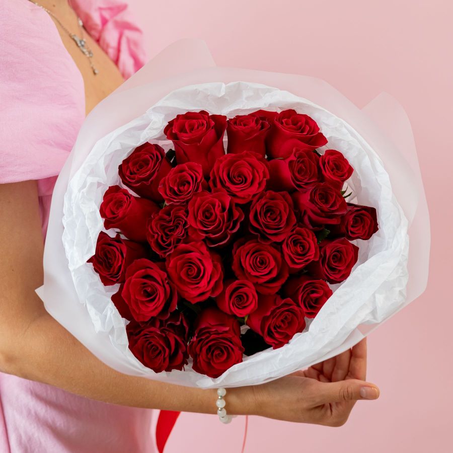 Красная роза 40см от 15 шт