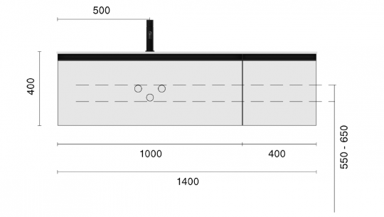 Тумба Armadi Art Quatro 790-M2-140, два блока (100+40), чаша слева схема 8