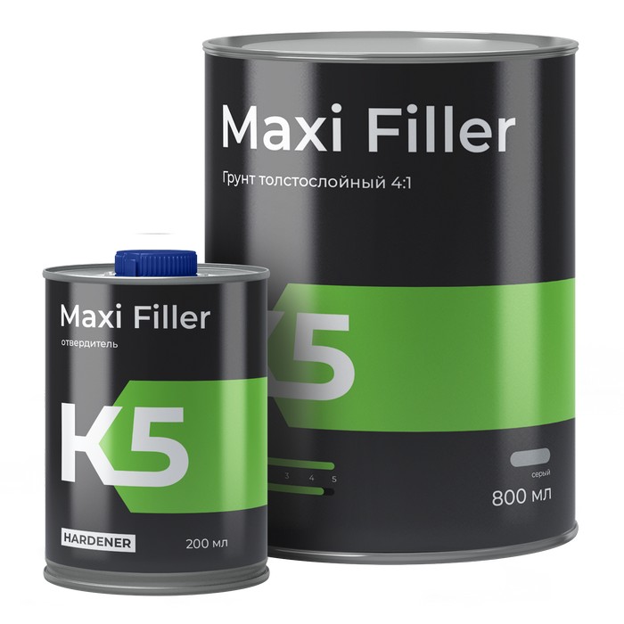 K5 Maxi Filler Gray Грунт толстослойный, с отвердителем серый, 4:1 (800+200 мл)