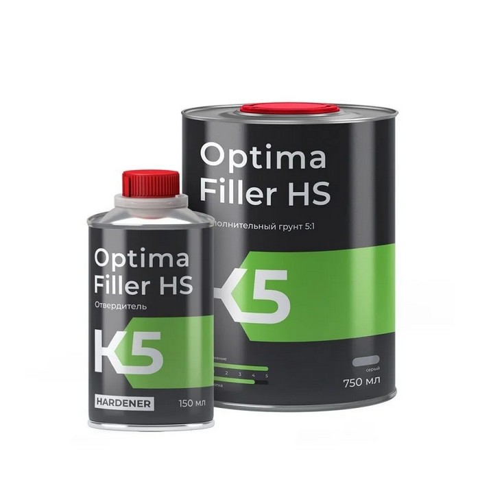 K5 Maxi Optima Filler Grey HS Грунт наполнительный, с отвердителем серый, 5:1 (750+150 мл)