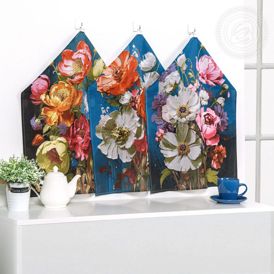 Набор полотенец из рогожки "Цветалина" (3шт.)