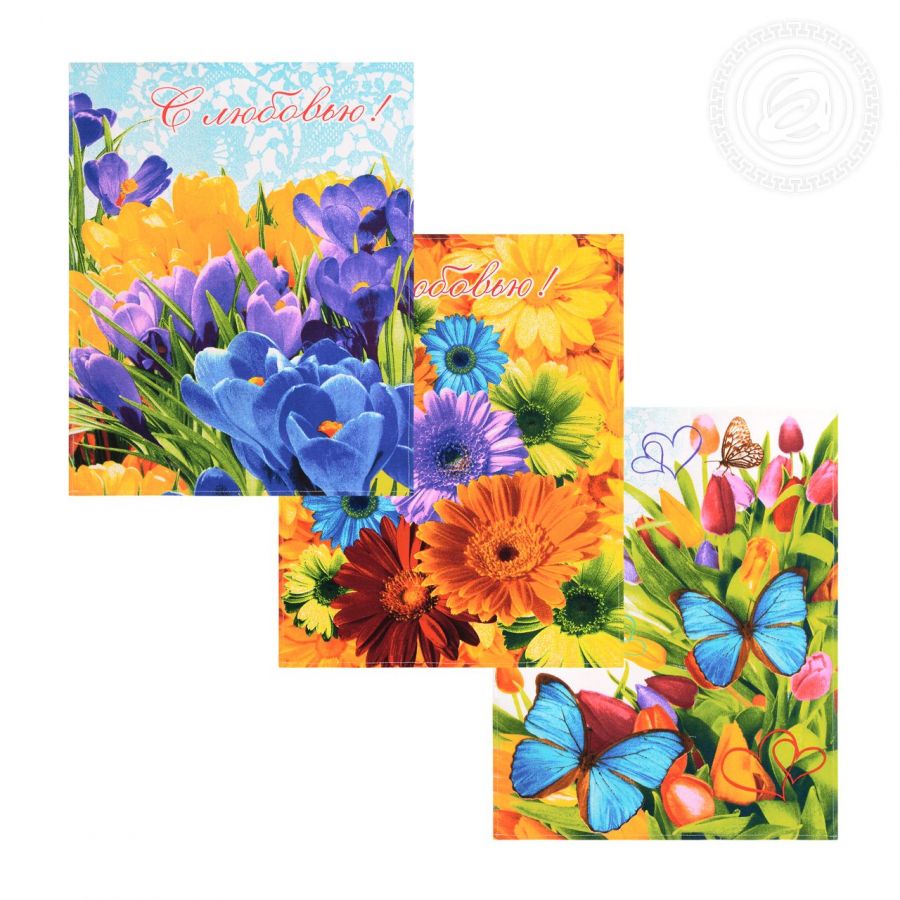 Набор полотенец из рогожки "Цветник" (3шт.)