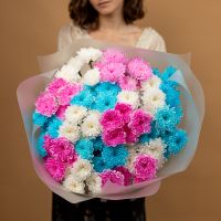 15 хризантем цвета микс крашенная