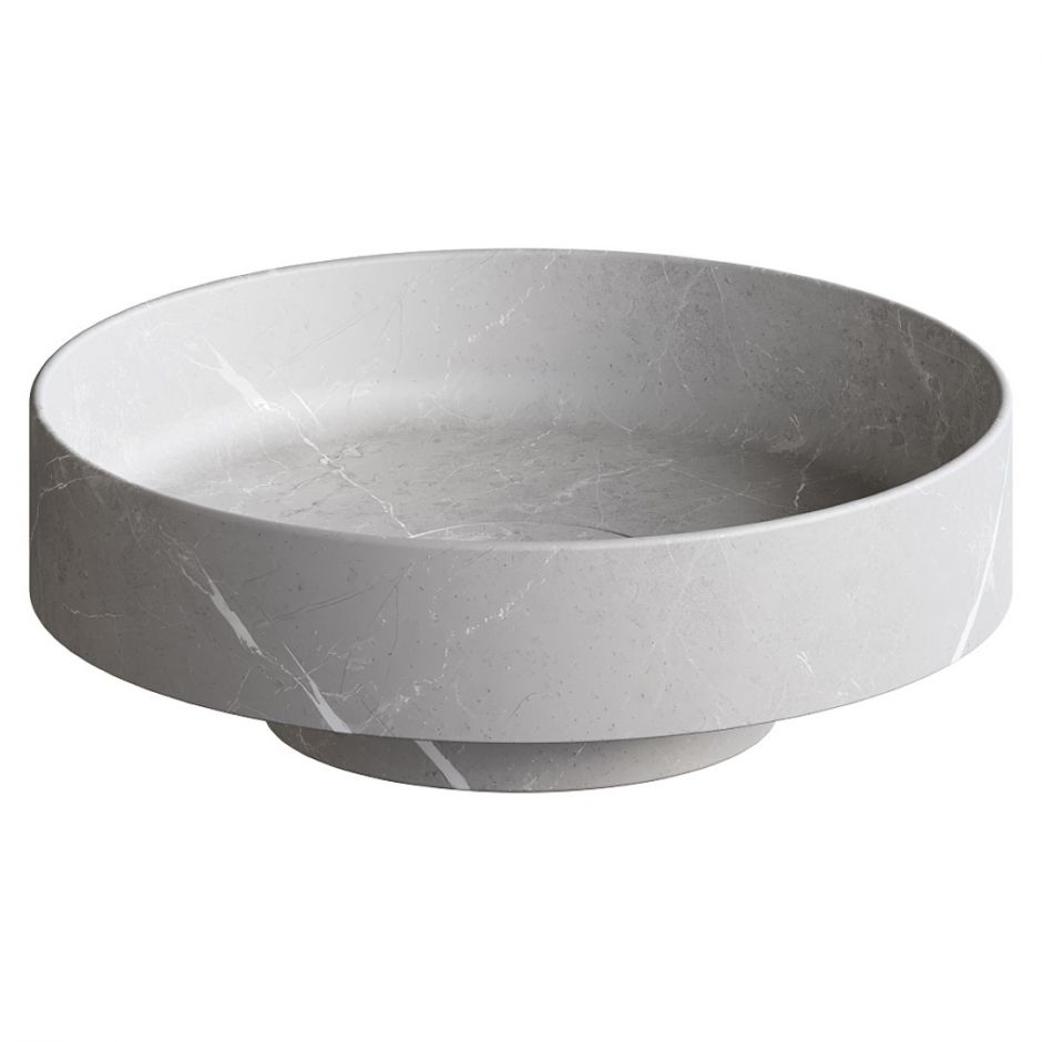 Напольная раковина Sole Corian 40x13 см, белая раковина, деревянный пьедестал ФОТО