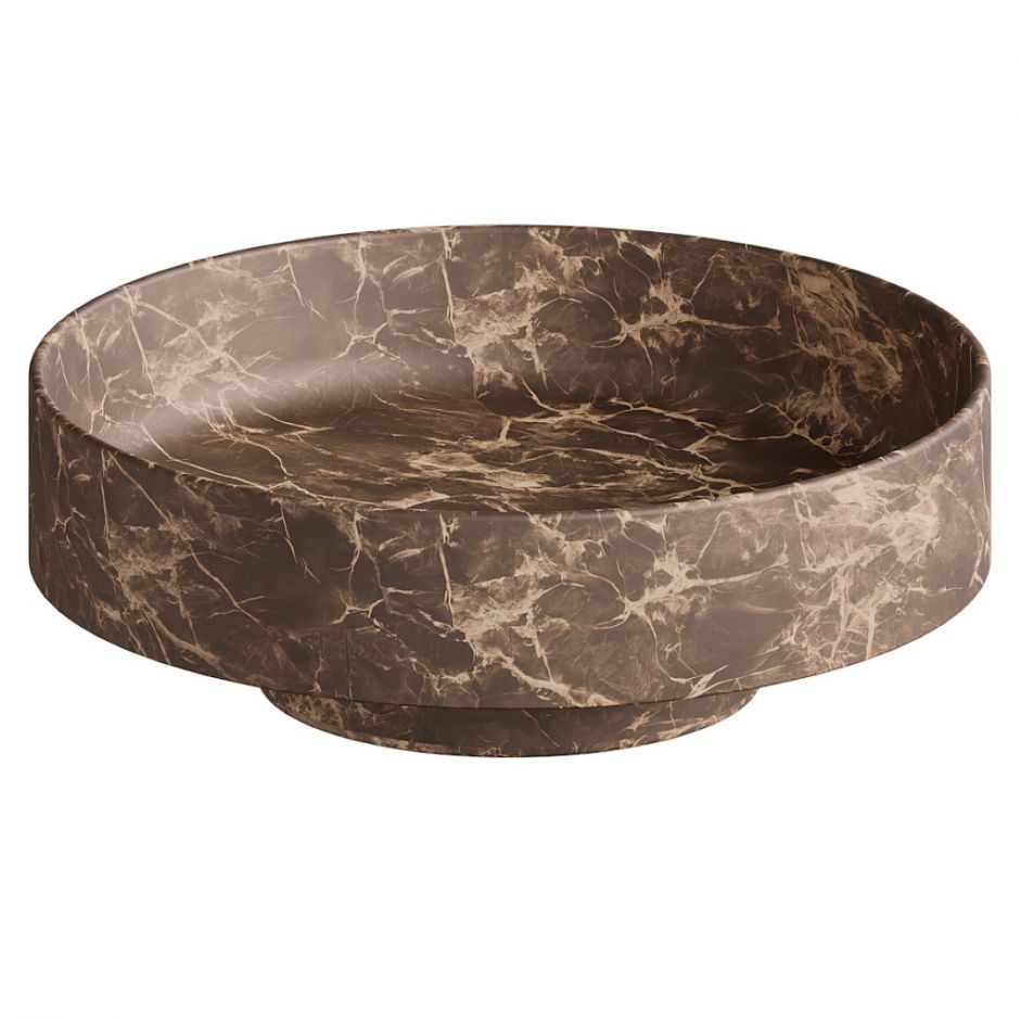 Напольная раковина Sole Corian 40x13 см, основание в отелке красное дерево ФОТО