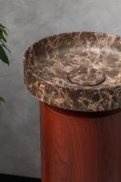 Напольная раковина Sole Corian 40x13 см, основание в отелке красное дерево схема 4