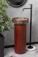 Напольная раковина Sole Corian 40x13 см, основание в отелке красное дерево схема 5