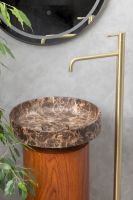 Напольная раковина Sole Corian 40x13 см, основание в отелке красное дерево схема 6