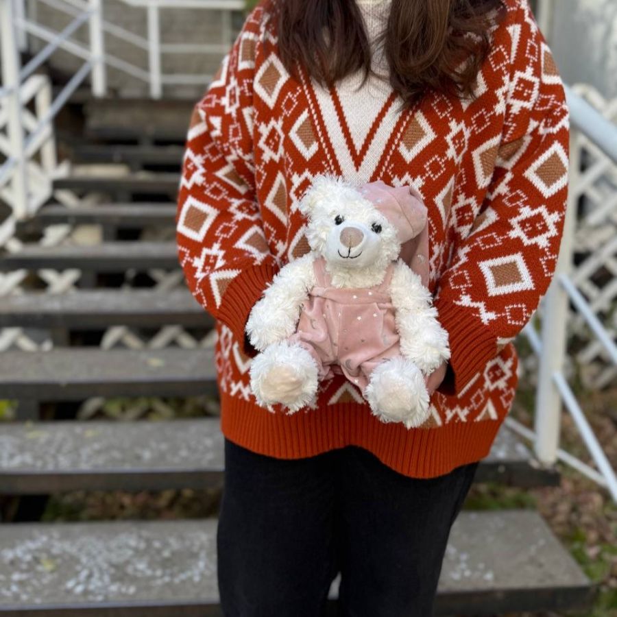 Игрушка Мишка в розовом ночном колпаке и комбинезоне, 20 см