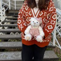 Игрушка Мишка в розовом ночном колпаке и комбинезоне, 20 см