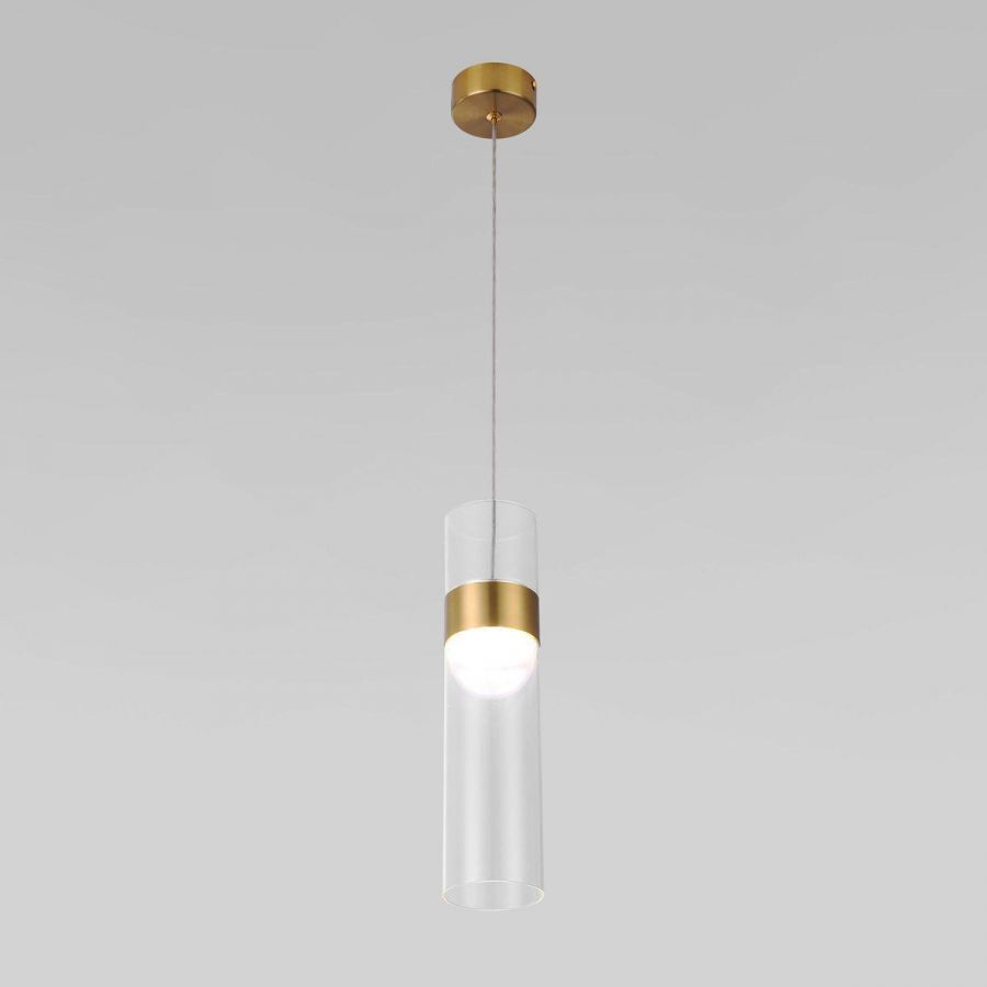 Подвесной светодиодный светильник Eurosvet Lumen 50244/1 Led латунь/прозрачный
