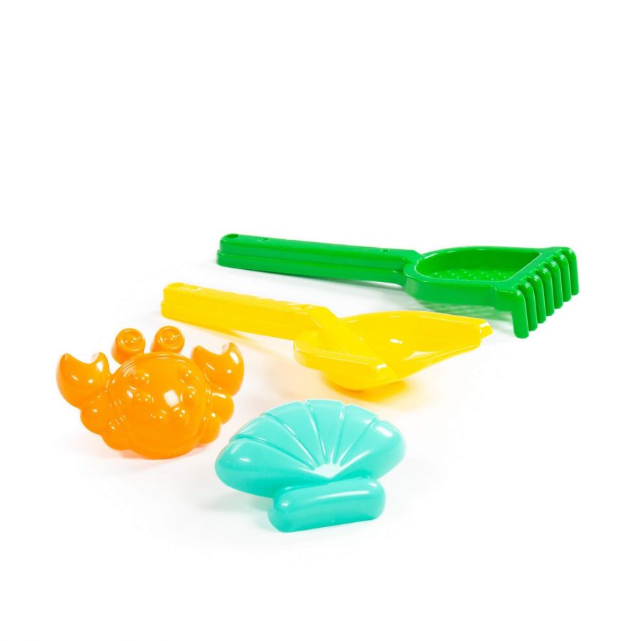 Набор №567: лопатка №30, грабельки №30, формочки (краб №2 + ракушка №2)