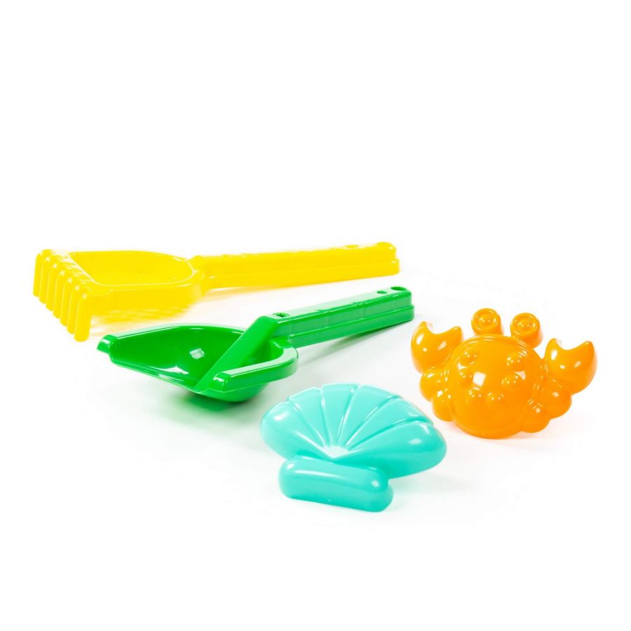 Набор №567: лопатка №30, грабельки №30, формочки (краб №2 + ракушка №2)