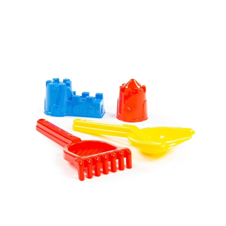 Набор №568: лопатка №30, грабельки №30, формочки (замок мост + замок башня)