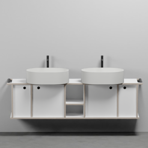 Изображение Тумба подвесная/напольная Cielo Theo 175 из материала Fenix, с 4 ящиками и открытой полкой THMF175A4/THMF175A4SF 175х63х38 см