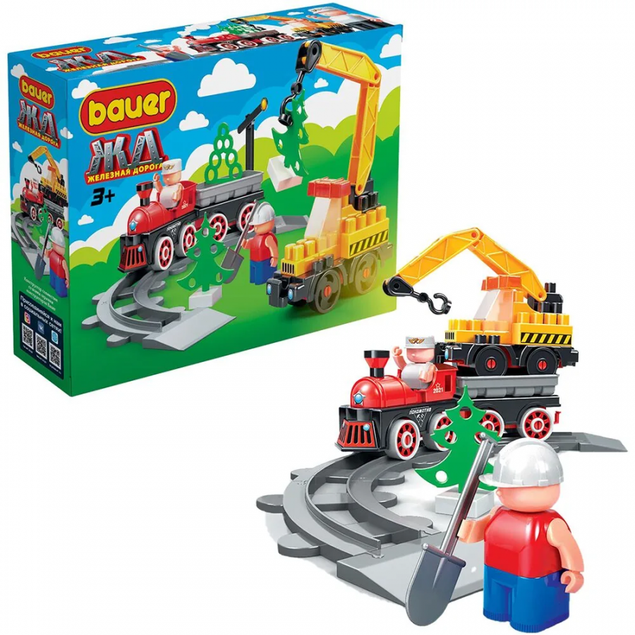 Конструктор "Железная дорога" "Строительство ЖД с Блокменом" 60 деталей