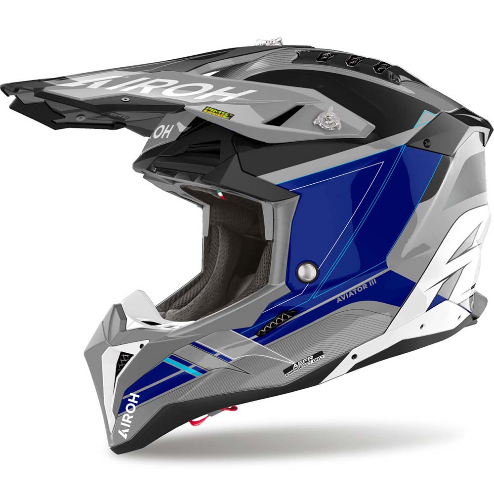 Airoh Aviator 3 Saber Blue Gloss шлем для мотокросса и эндуро