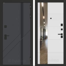 Входная дверь Бункер BN-12 - 19 Зеркало Белый софт