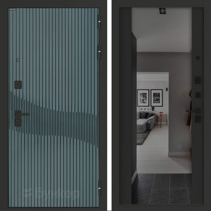 Входная дверь Бункер BN-13 - Зеркало максимум с тонировкой Черный кварц