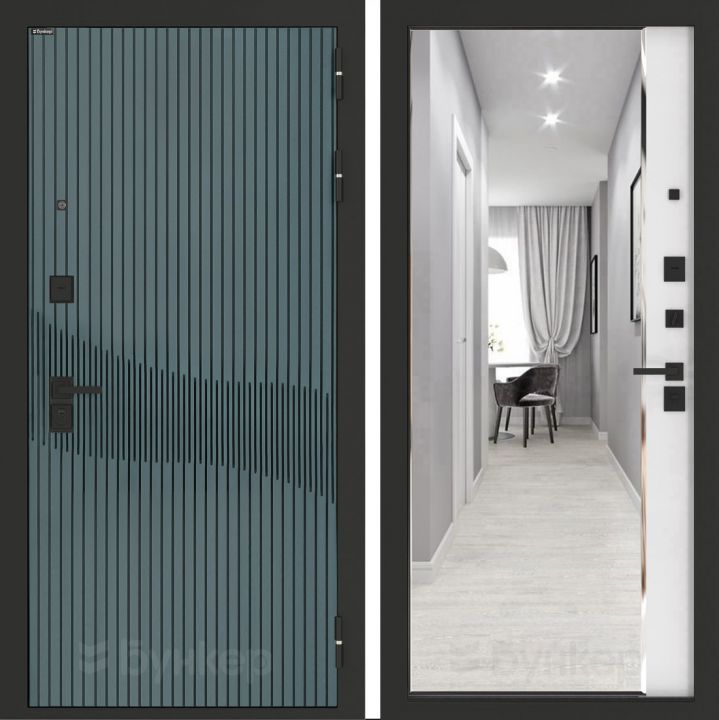 Входная дверь Бункер BN-13 - Зеркало панорама фацет Белый софт