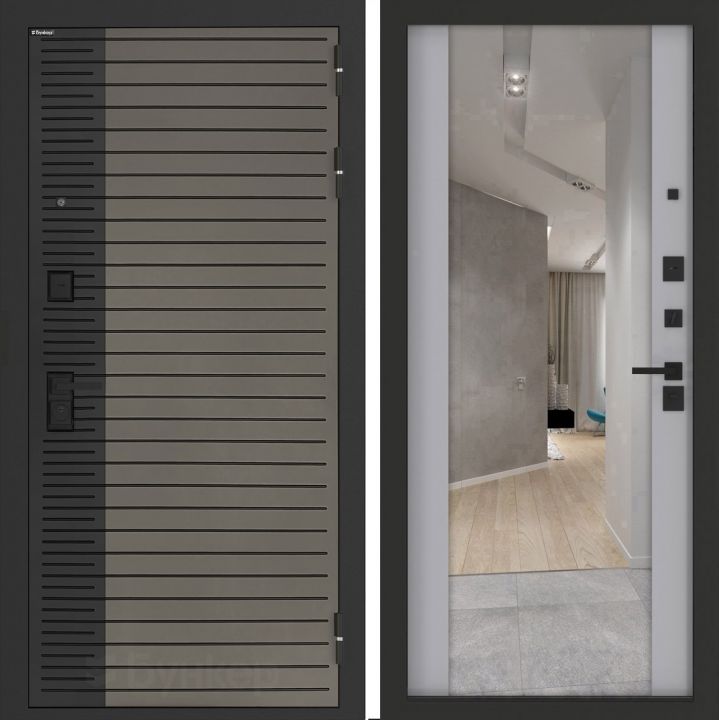 Входная дверь Бункер BN-15 - Зеркало максимум Грей софт