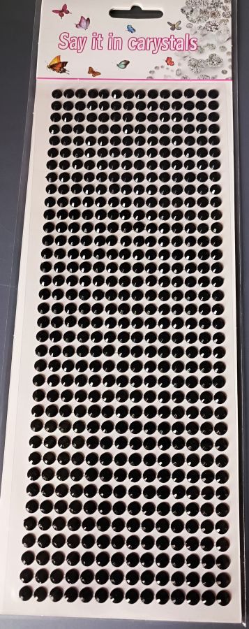 Полубусины, стразы акриловые на клеевой основе. Размер 6 мм, 504 шт Черный непрозрачный