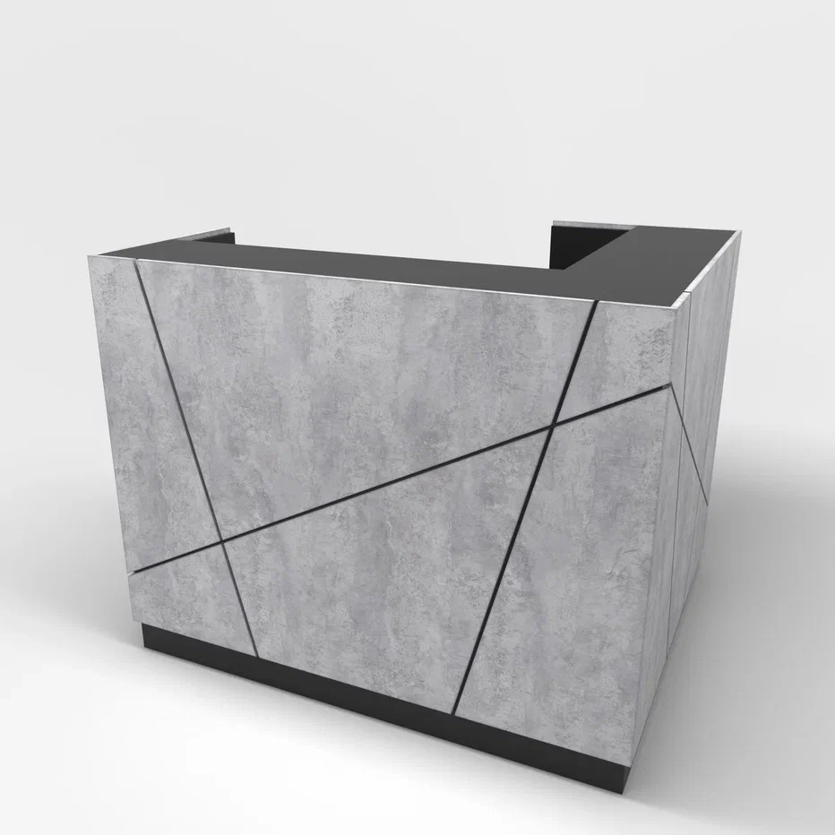 Ресепшн "Хай-Тек" угловой ,Чёрный / Цемент светлый