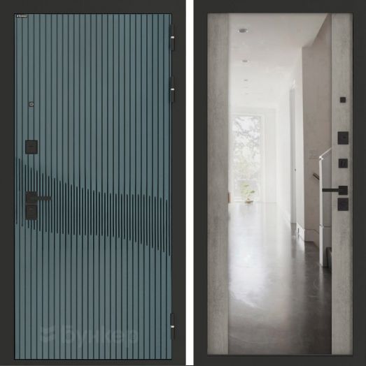 Входная дверь Бункер BN-13 - Зеркало максимум 
Бетон светлый