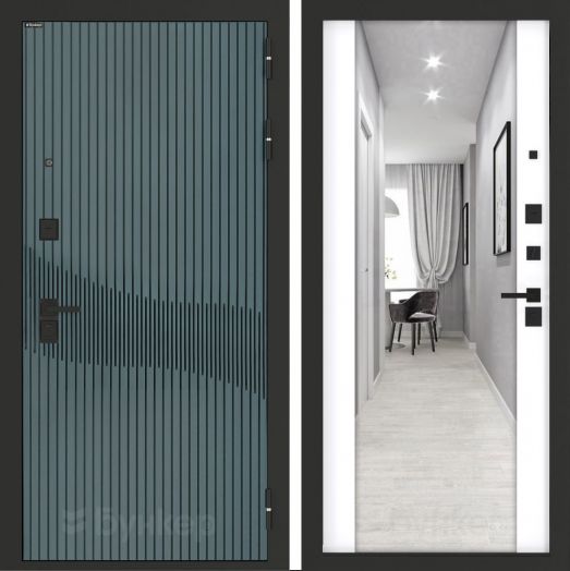 Входная дверь Бункер BN-13 - Зеркало максимум Белый софт