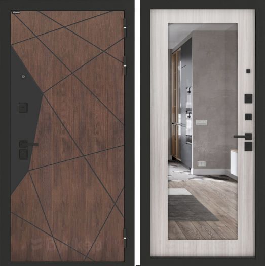 Входная дверь Бункер BN-14 - Зеркало 18 
Сандал белый