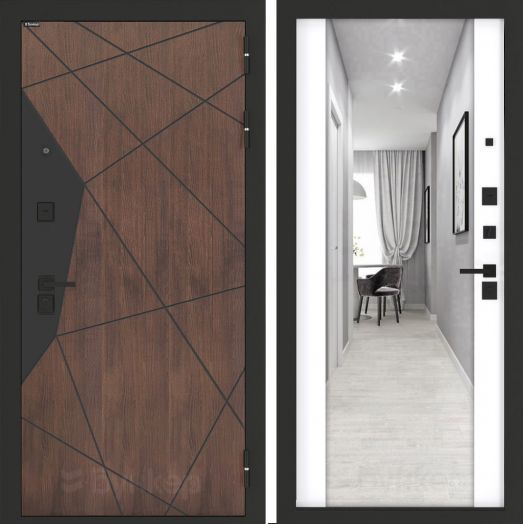 Входная дверь Бункер BN-14 - Зеркало максимум Белый софт