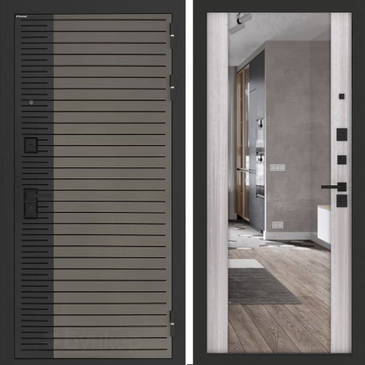 Входная дверь Бункер BN-15 - Зеркало максимум 
Сандал белый