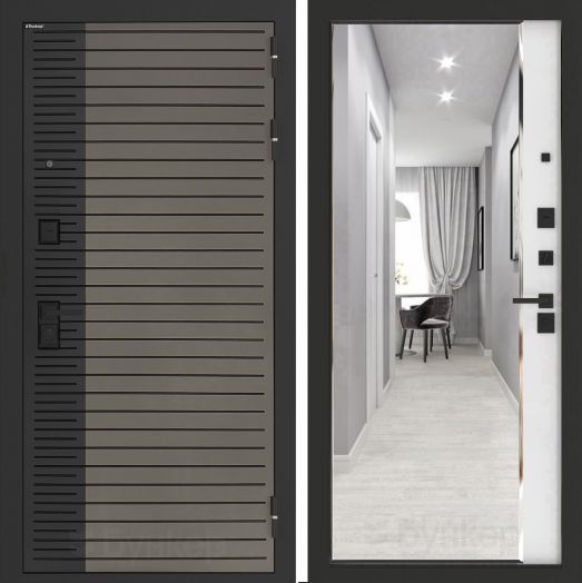 Входная дверь Бункер BN-15 - Зеркало панорама фацет Белый софт