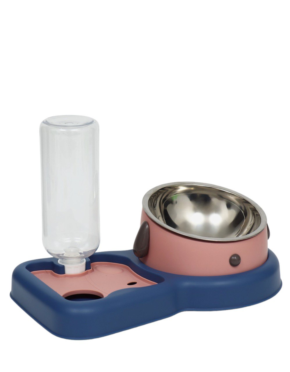 Миска из нержавеющей стали с автопоилкой 500 мл, сине-коралловая