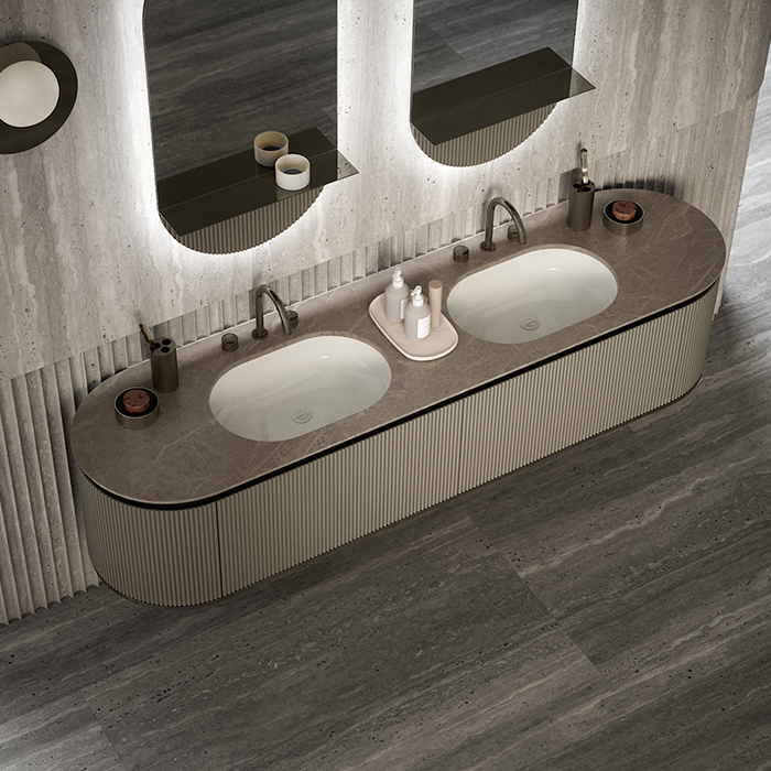 Комплект мебели №3 Oasis Naos 216х56x45 см подвесной центральная тумба 2 боковые тумбы и топ ФОТО