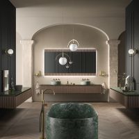 Комплект мебели №8 Oasis Naos 245х56x32 см тумба подвесная с боковинами и мраморный топ схема 2