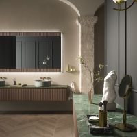 Комплект мебели №8 Oasis Naos 245х56x32 см тумба подвесная с боковинами и мраморный топ схема 3