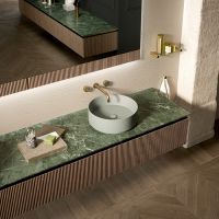 Комплект мебели №8 Oasis Naos 245х56x32 см тумба подвесная с боковинами и мраморный топ схема 4