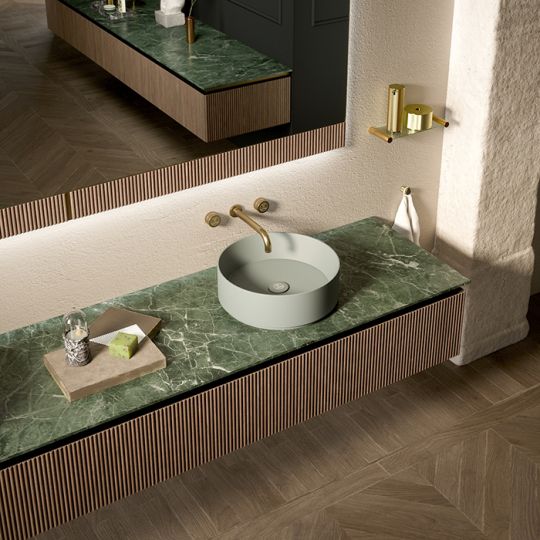 Комплект мебели №8 Oasis Naos 245х56x32 см тумба подвесная с боковинами и мраморный топ схема 4