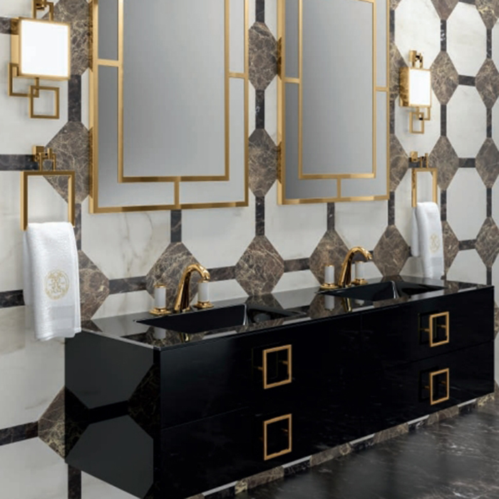 Комплект мебели №31 Oasis Daphne подвсеная тумба со столешницей с двумя раковинами 174х52.5х220см ФОТО