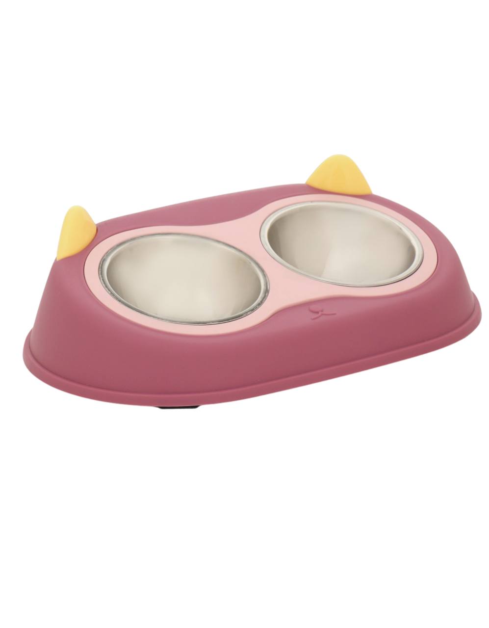 Миска металлическая двойная на пластиковом основании 2 х 160 мл, 34 х 28 х 5 см, бордовая