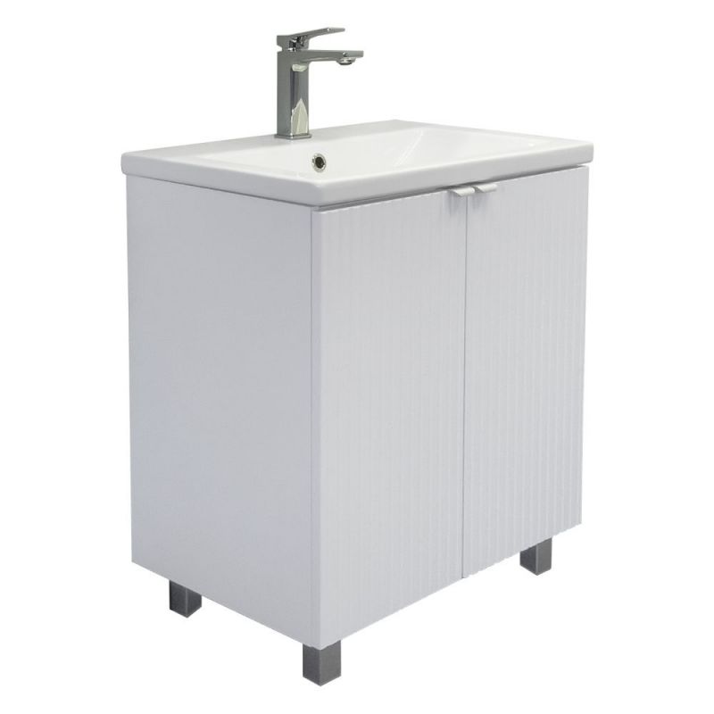 Тумба с умывальником Comforty Лима-60Н белый матовый с раковиной Como 60