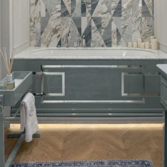 Комплект мебели №19 Oasis Lutetia напольный 165х56х230 см консоль стелешница раковина схема 5