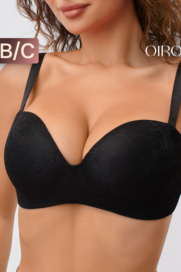 Бюстгальтер балконет OIRO без косточек Snowdrop 1317006 [черный]